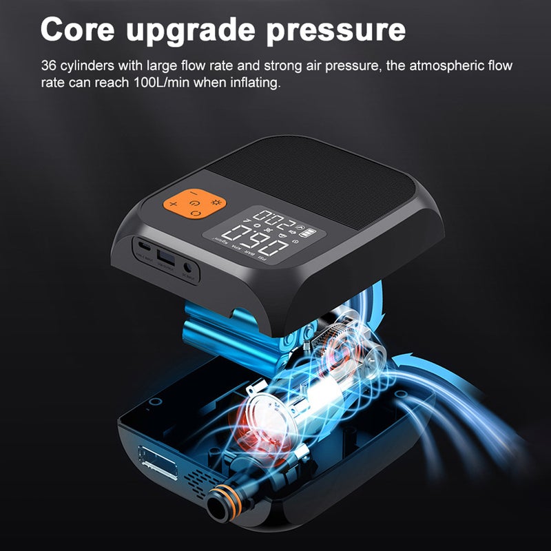 Portable Paddle Board Pump 25PSI High Pressure Electric Air Compressor Pump Power Bank with 6 Nozzles and LED Light for Inflatable Boat Surfboard Stand-up Paddle Board Air Mattress Swimming Rings - Image 3