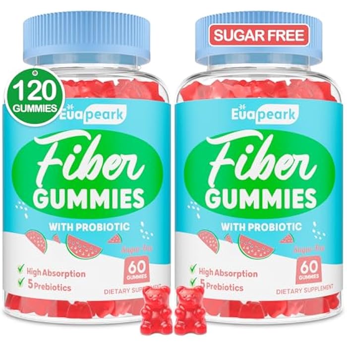 Euapeark 2 Packs - Fiber Gummies for Adults, Sugar Free Probiotics & Prebiotic Fiber Gummies, with Inulin, Fos & Chicory Root - for Regularity, Digestion & Gut Health - Vegan, Gluten Free, 120 Counts - Image 1