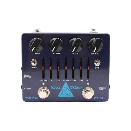 summina Distortion Pedal Dual Circuit Alpha Omega Bass Effects Pedal Bass Guitar Distortion Pedal DI Box 6-Band EQ Headphone Output Amp Simulator with Cabinet Emulation for Bass Players - Image 1
