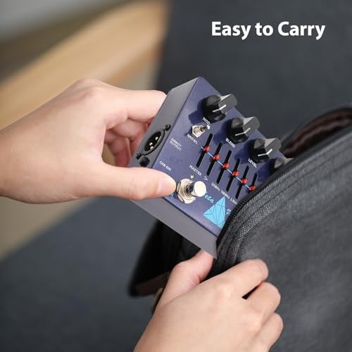 summina Distortion Pedal Dual Circuit Alpha Omega Bass Effects Pedal Bass Guitar Distortion Pedal DI Box 6-Band EQ Headphone Output Amp Simulator with Cabinet Emulation for Bass Players - Image 4