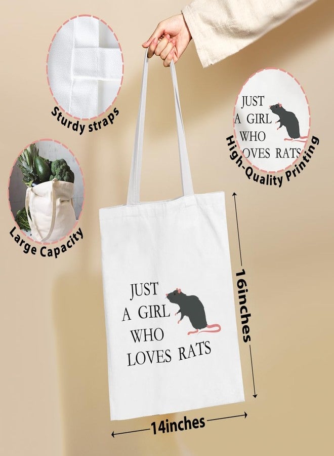VICBOU Cute Rat Gifts for Women Girls Animal Lovers Rat Decor Stuff Merch Friendship Birthday Christmas Funny Humorous Canvas Tote Bag Reusable Grocery Bags Canvas Beach Tote for Gym Shopping - Image 2