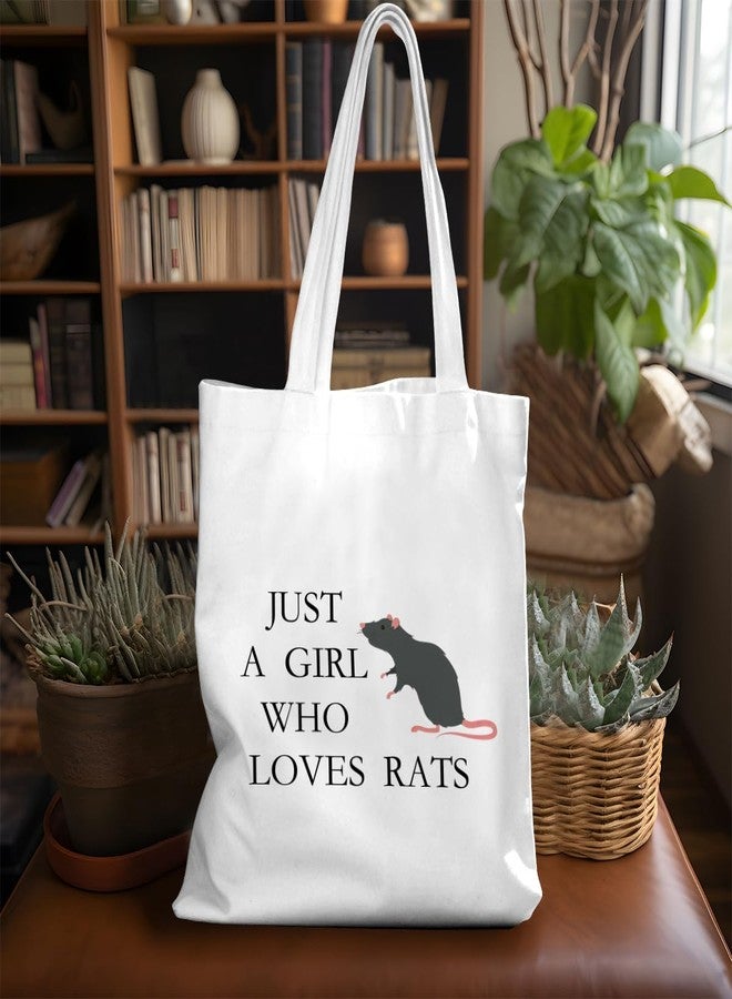 VICBOU Cute Rat Gifts for Women Girls Animal Lovers Rat Decor Stuff Merch Friendship Birthday Christmas Funny Humorous Canvas Tote Bag Reusable Grocery Bags Canvas Beach Tote for Gym Shopping - Image 3