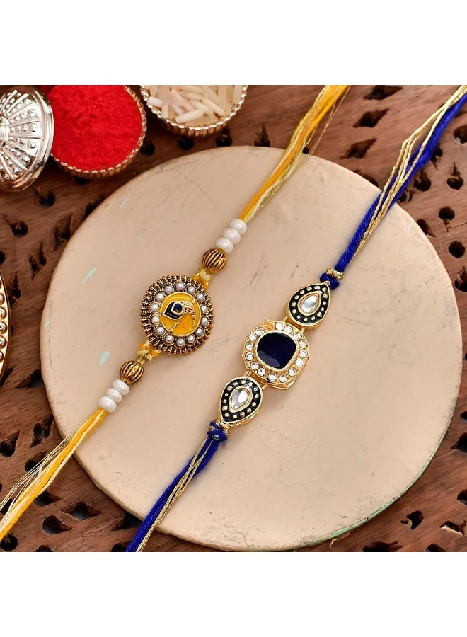 VOYLLA Lightly Embellished Colourful Thread Rakhis | Pack Of 2 Rakhi | Rakhi For Brother | Rakhi Combo