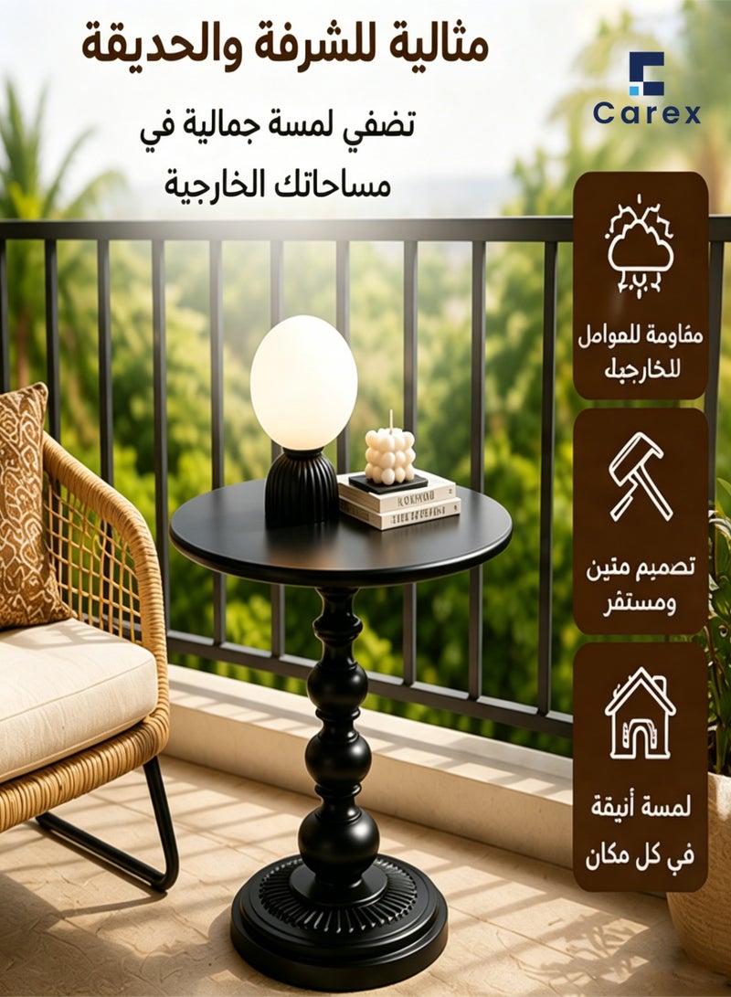 careX Wooden Round Side Table Vintage Design, Stable Base, Versatile for Living Room, Bedroom & Garden - Image 2