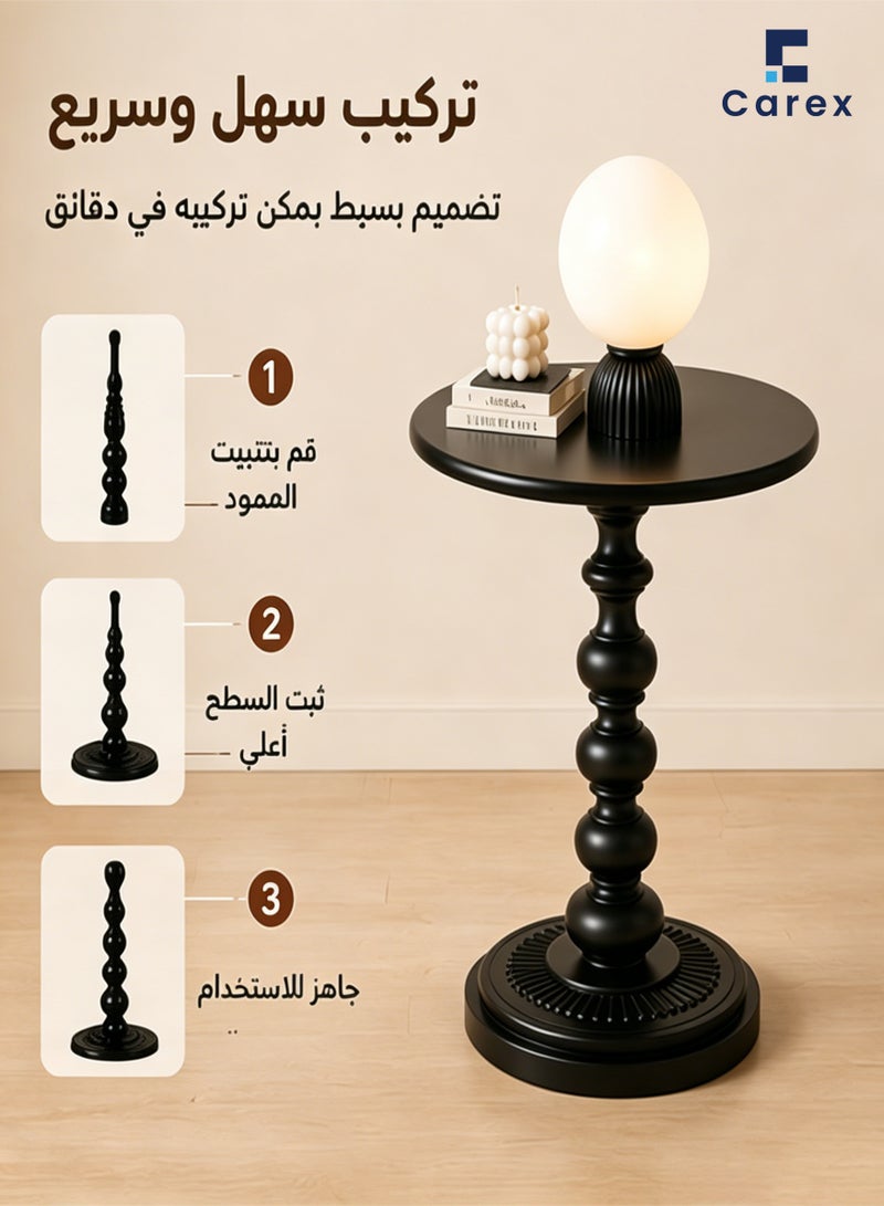 careX Wooden Round Side Table Vintage Design, Stable Base, Versatile for Living Room, Bedroom & Garden - Image 5