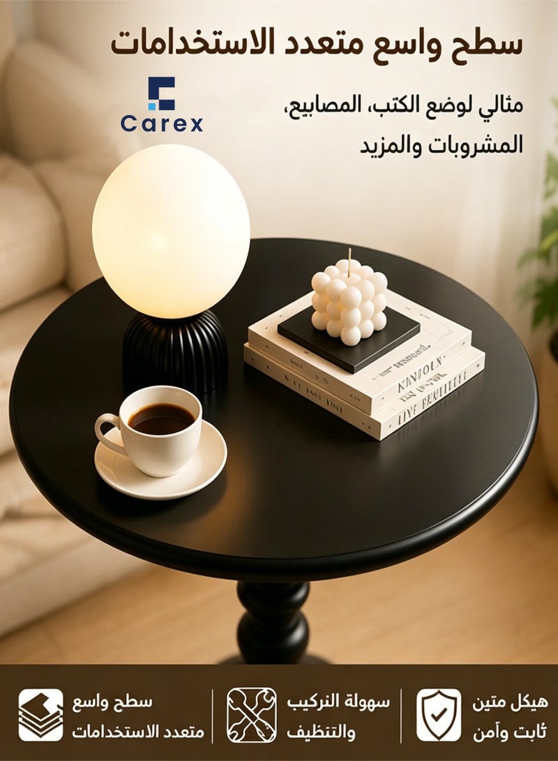 careX Wooden Round Side Table Vintage Design, Stable Base, Versatile for Living Room, Bedroom & Garden - Image 3