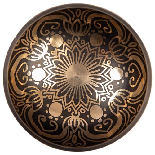 HIMALAYAN BAZAAR Tibetan Singing Bowl Set - 4" Easy To Play Authentic Handmade For Meditation Sound 7 Chakra Healing By HIMALAYAN BAZAAR (Black with Box, 4") - Image 5