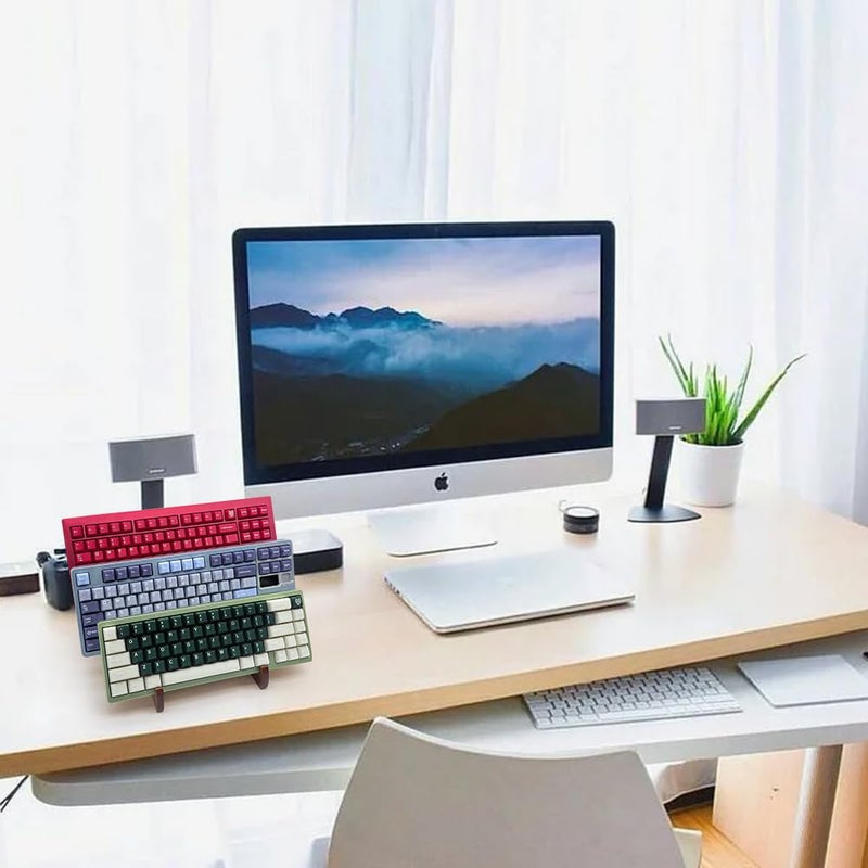 Ukontagood Keyboard Display Stand, Wooden Mechanical Keyboard Holder, 3 Tiers Wooden Storage Stand for Three Keyboards, Keyboard Stand for Desktop Storage Decor - Image 4
