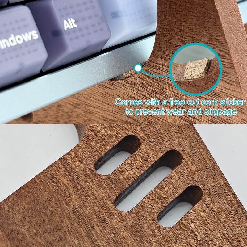 Ukontagood Keyboard Display Stand, Wooden Mechanical Keyboard Holder, 3 Tiers Wooden Storage Stand for Three Keyboards, Keyboard Stand for Desktop Storage Decor - Image 3