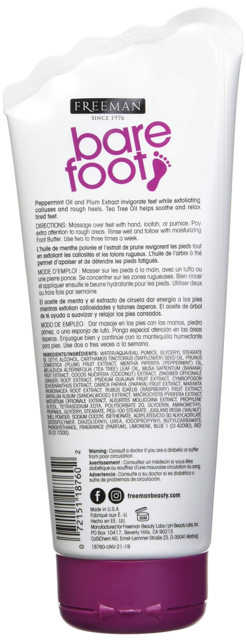 Freeman Bare Foot Exfoliating foot scrub Peppermint and Plum 5.3 oz - Image 2