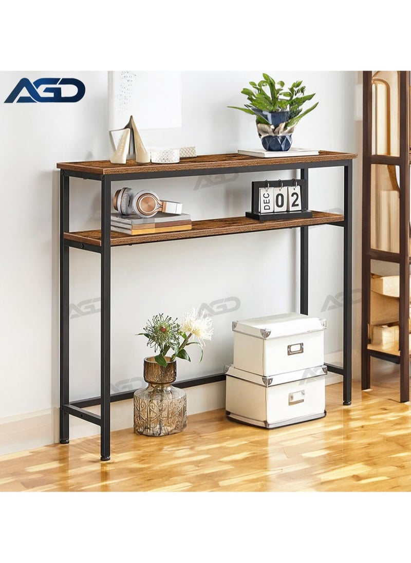 AGD Console side entrance table, to organize and store your needs, coffee corner table - wood - brown/black  - Image 2