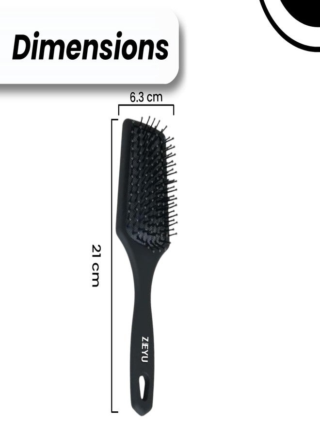 Zeyu Hair Brush for Men & Women | Cushion Paddle Design with Soft Flexible Nylon Bristles | Smoothening & Styling Tool for Curly, Wavy, Straight & Thick Hair | Anti-Frizz Grooming Comb - Image 3