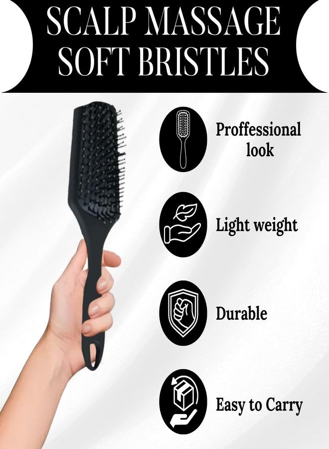 Zeyu Hair Brush for Men & Women | Cushion Paddle Design with Soft Flexible Nylon Bristles | Smoothening & Styling Tool for Curly, Wavy, Straight & Thick Hair | Anti-Frizz Grooming Comb - Image 4