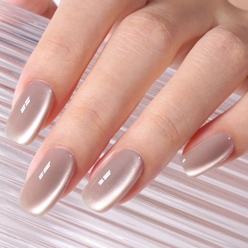 AILLSA Cat Eye Gel Nail Polish Nude Glitter Crystal Polish with Magnet, Glass Sparkle Nail Polish Reflective Shimmer Translucent Jelly Color U V Gel Salon DIY at Home 0.5 OZ GF26 - Image 2
