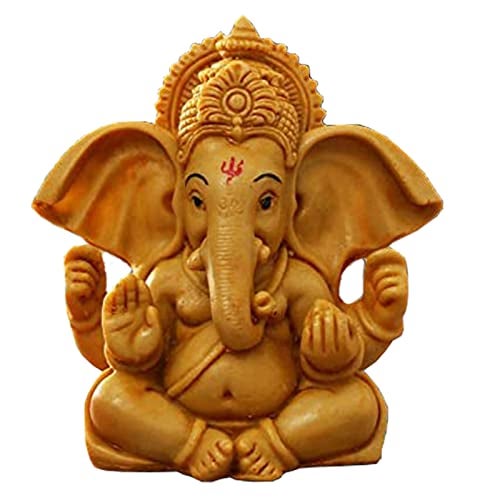 ascension Handcrafted Ganesha Beautiful Lord Ganesha Idol Figurine Showpiece Sculpture Hindu Polyresin Car Dashboard Ganesh Ji Statue Brown - Image 2