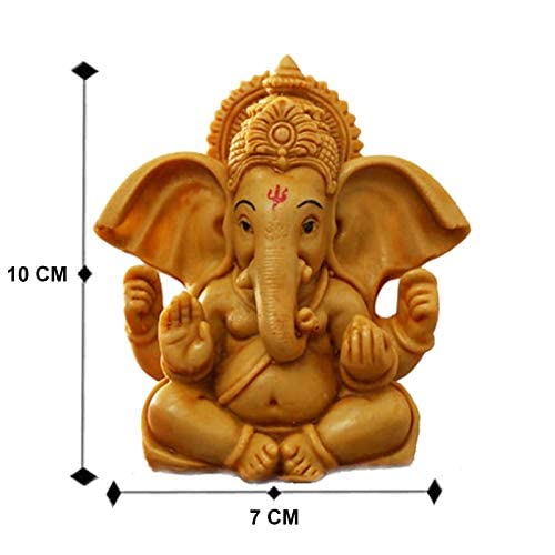 ascension Handcrafted Ganesha Beautiful Lord Ganesha Idol Figurine Showpiece Sculpture Hindu Polyresin Car Dashboard Ganesh Ji Statue Brown - Image 5
