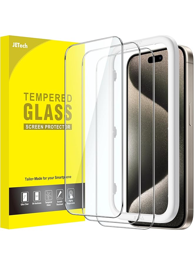 Jetech Screen Protector For Iphone 15 Pro Max 6.7 Inch Tempered Glass Film With Easy Installation Tool Case Friendly Hd Clear 3 Pack - Image 1