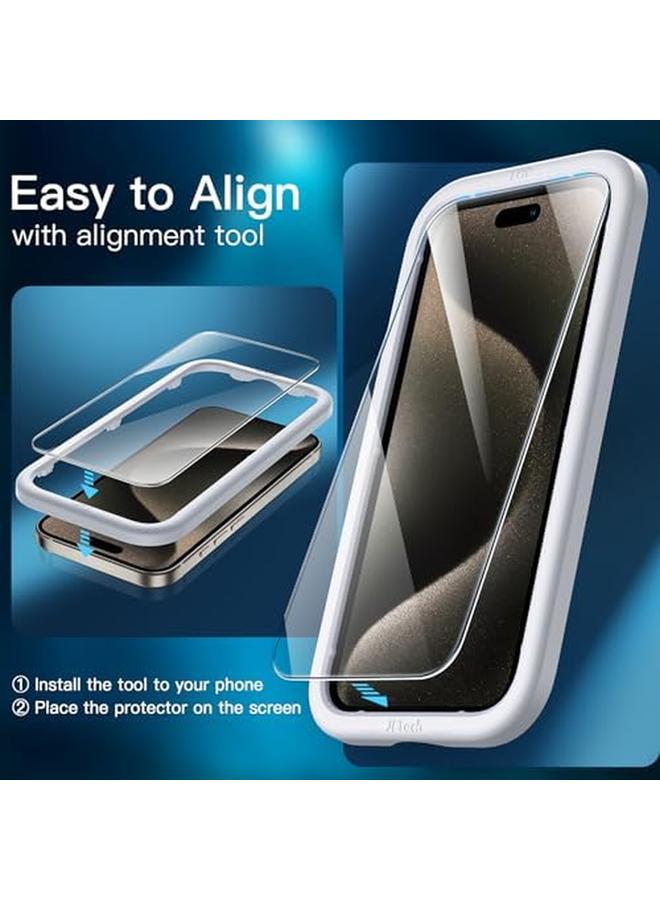 Jetech Screen Protector For Iphone 15 Pro Max 6.7 Inch Tempered Glass Film With Easy Installation Tool Case Friendly Hd Clear 3 Pack - Image 5