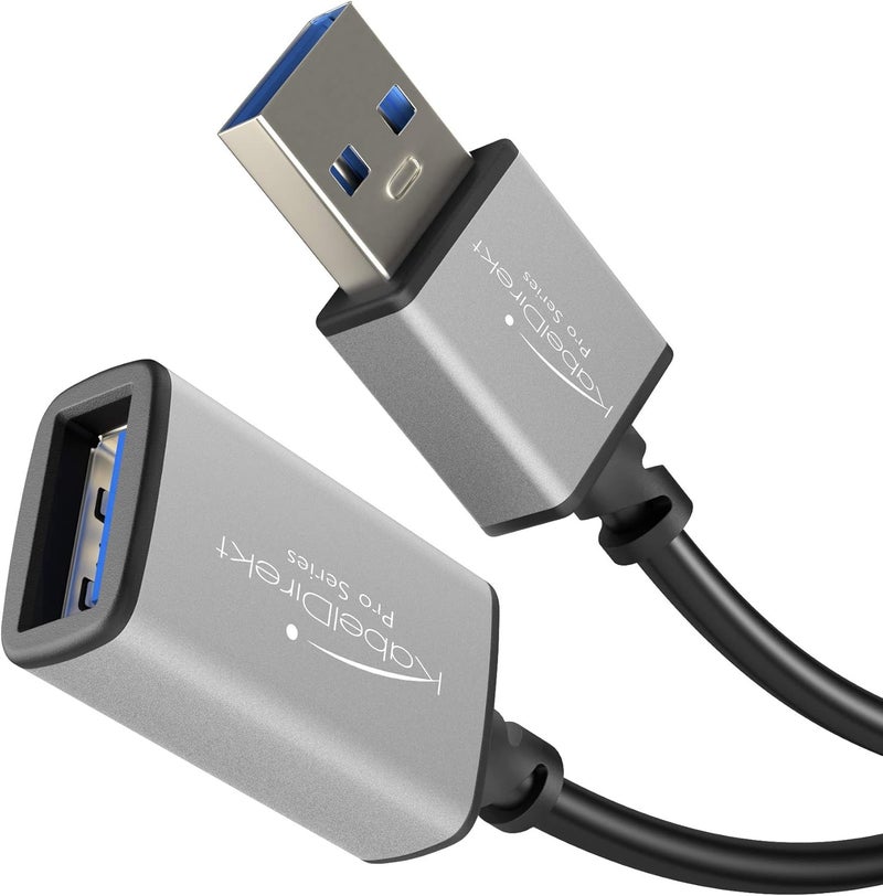 KabelDirekt – USB 3.0 Extension Cable – 0.8m – (USB-A plug to USB-A female connector, black/space grey) - Image 1