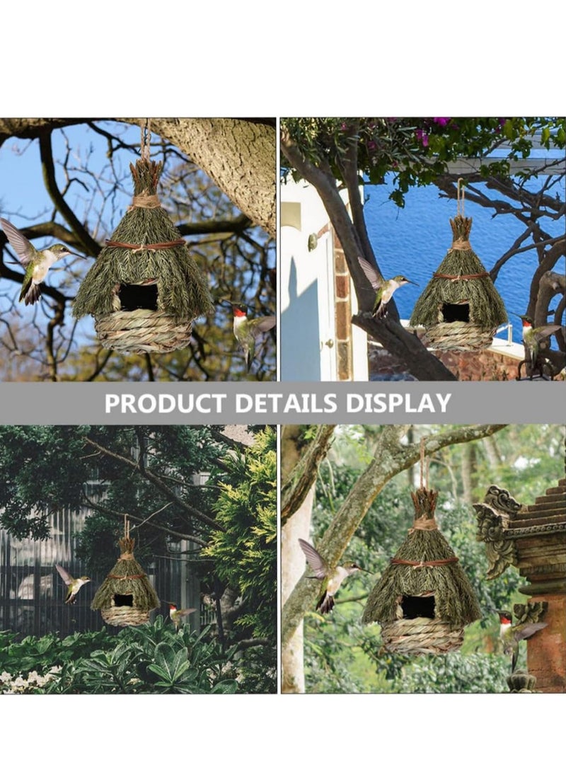 SYOSI Bird Nest Straw Rope Woven Bird Nest Bird House for outside Woven Nest Birds Warm Bird House Aquatic Rope Natural Pine Needles Bird House Gardening Decor Outside Bird House - Image 4