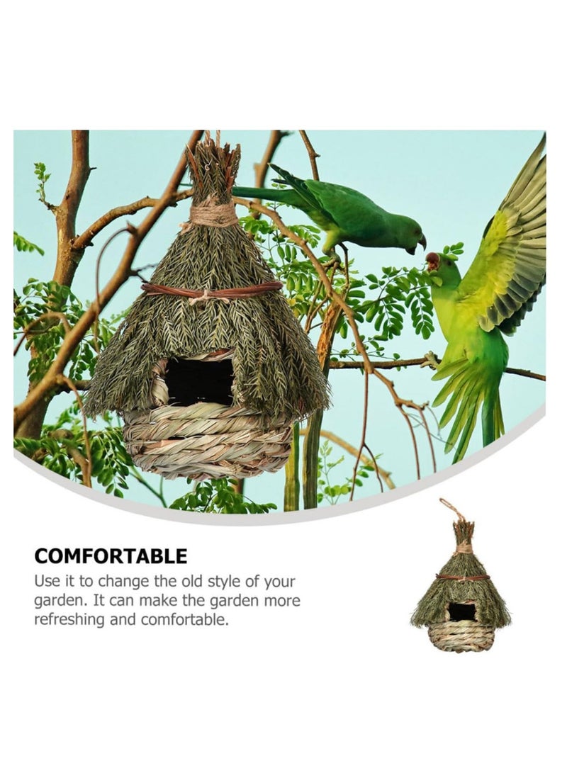 SYOSI Bird Nest Straw Rope Woven Bird Nest Bird House for outside Woven Nest Birds Warm Bird House Aquatic Rope Natural Pine Needles Bird House Gardening Decor Outside Bird House - Image 1