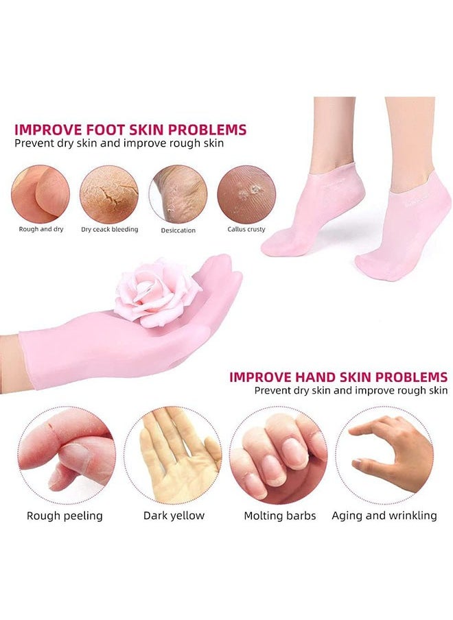 Generic Moisturizing Socks and Gloves Set, Gel Heel Anti Slip SPA Socks for Women Dry Cracking Skin Hand and Foot Care,Siza M(36-39) L(40-43)  - Image 2