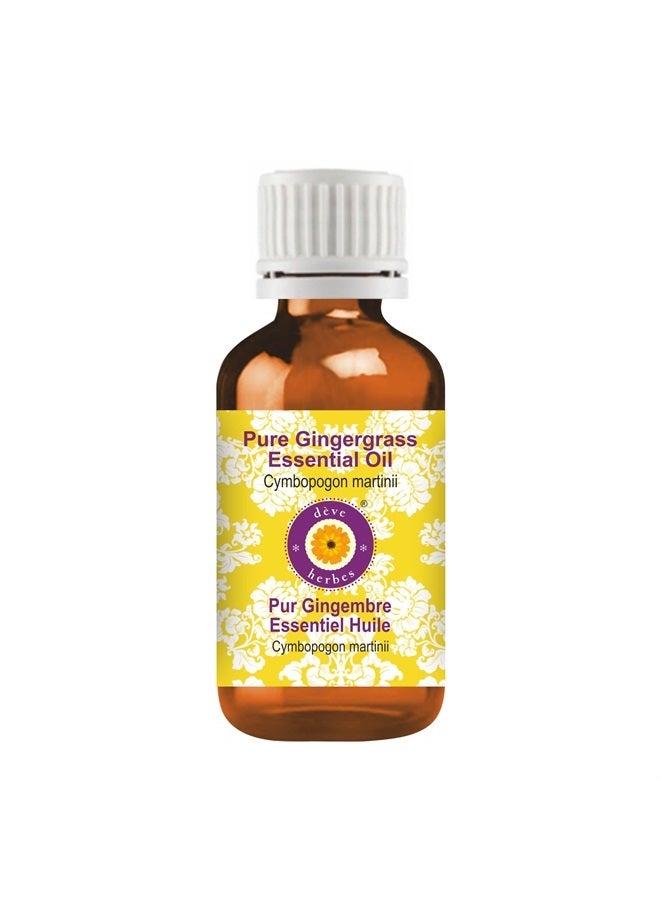 Deve Herbes Pure Gingergrass Essential Oil (Cymbopogon martinii) Steam Distilled 10ml (0.33 oz) - Image 1
