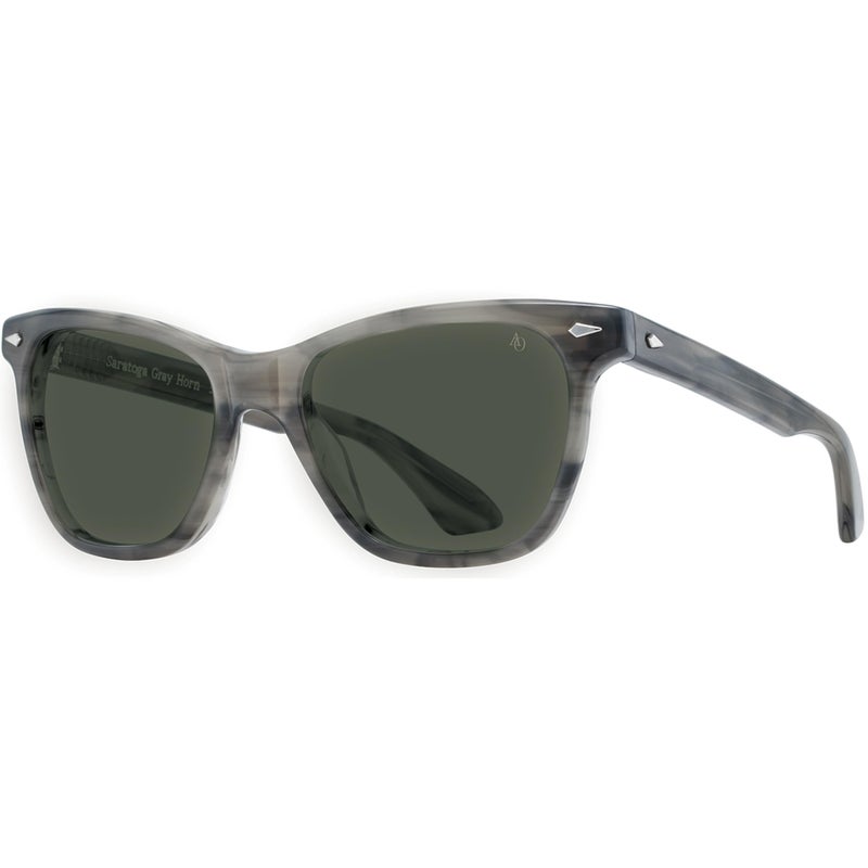 AO Saratoga Sunglasses Gray Horn Calobar Green AOLite Nylon Lenses 5219145