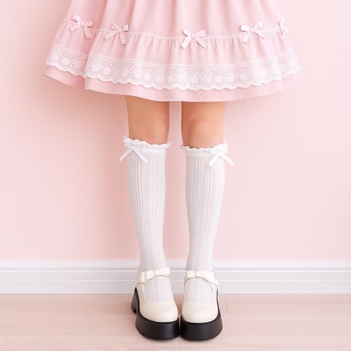 Flavizo Lace Stockings for Women and Girls - Sexy White Thigh High Socks, Elegant Knee Length Hosiery, Comfortable Long Socks for Parties, Dance Wear - Image 5