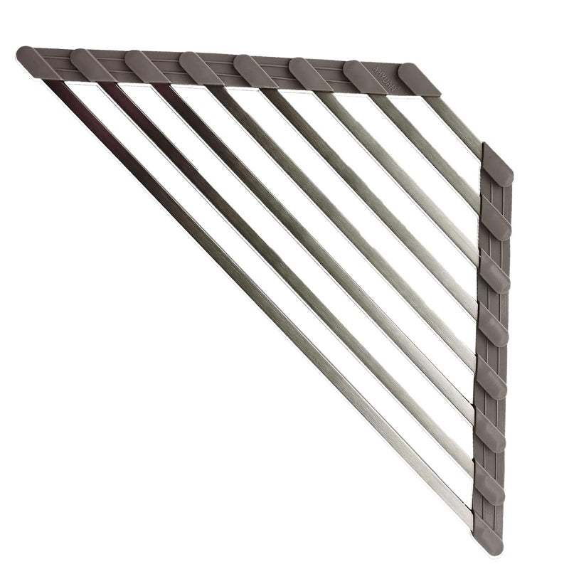 Ahyuan Corner Sink Dish Drainer Over The Sink Dish Drying Rack Corner Dish Rack SUS304 Cubic Stainless Still Kitchen Sponge Holder Corner Sink Sponge Caddy Dish Rack Gray