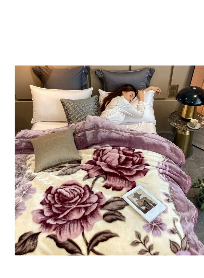 بيج طبقة مزدوجة الشتاء سميكة راشيل المنك بطانية مرجحة لسرير مزدوج لينة دافئة مقاس سوبر كينج  ثقيلة رقيق رمي البطانيات  200*230 سم -متعددة الالوان SS132