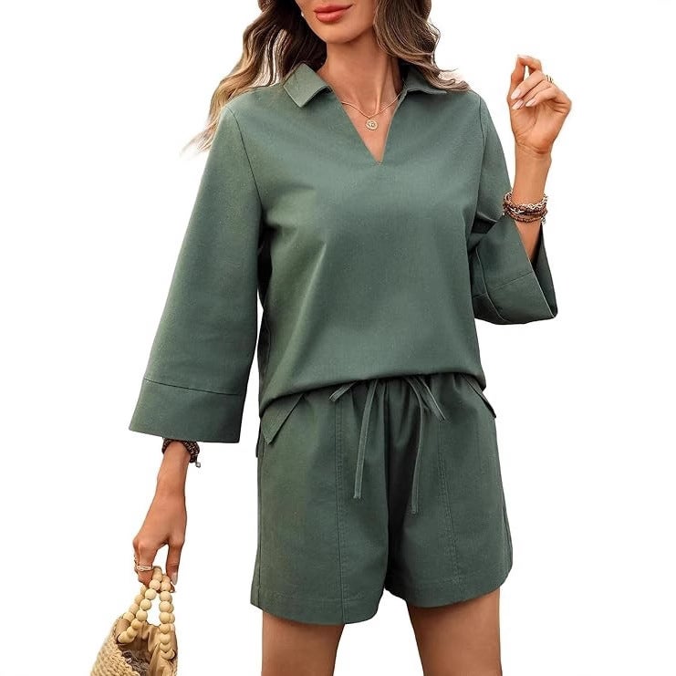 Cross-Border Women''s V Neck Long-Sleeved Tops 2025 Spring New Export Casual Women''s Waist Knitted T-Shirt - Image 4