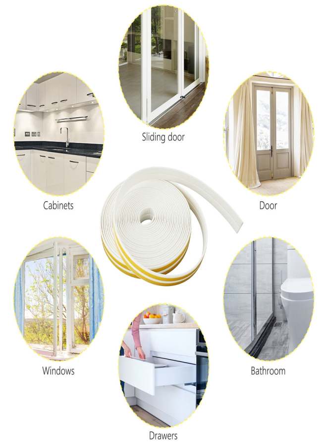 Pluokvzr Foam Seal Tape Door Weather Stripping Self Adhesive Foam Weatherproof Door Window Insulation Seal Strip (19.68ft x 2 Rolls) - Image 2