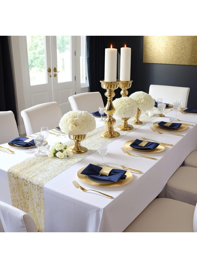 Gold Table Runner, Sheer Chiffon Tulle Cheesecloth Golden Sequin Glitter Metallic Foil, Gold Party Table Decorations Centerpiece for Wedding Birthday Christmas Bridal Baby Shower - Image 2