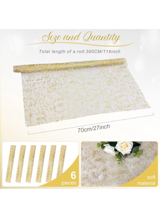 Gold Table Runner, Sheer Chiffon Tulle Cheesecloth Golden Sequin Glitter Metallic Foil, Gold Party Table Decorations Centerpiece for Wedding Birthday Christmas Bridal Baby Shower - Image 4
