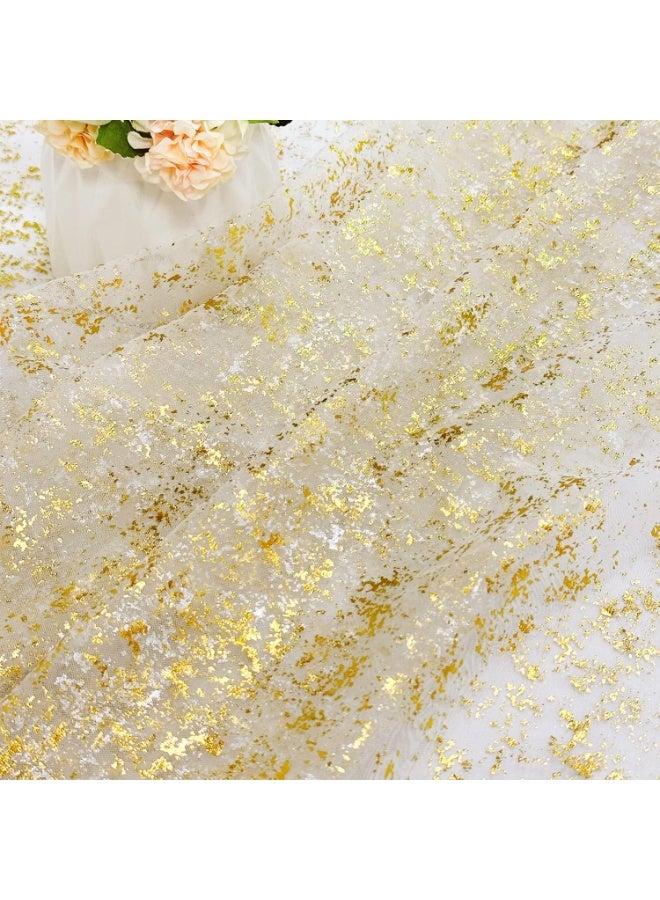 Gold Table Runner, Sheer Chiffon Tulle Cheesecloth Golden Sequin Glitter Metallic Foil, Gold Party Table Decorations Centerpiece for Wedding Birthday Christmas Bridal Baby Shower - Image 3