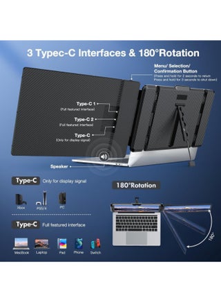 V2COM Portable Laptop Screen Extender-S1 Slim 14" IPS FHD 1080P Extended Portable Monitor for Laptop,TYPE-C Travel Laptop Monitor Extender with Kickstand,Plug and Play with Wins/Mac/Linux/Chrome/PS5 - view 3