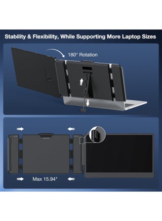 V2COM Portable Laptop Screen Extender-S1 Slim 14" IPS FHD 1080P Extended Portable Monitor for Laptop,TYPE-C Travel Laptop Monitor Extender with Kickstand,Plug and Play with Wins/Mac/Linux/Chrome/PS5 - view 4