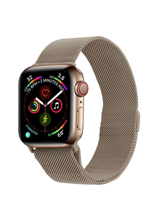 Generic - Replacement Strap For Apple Watch Ultra 49mm&Watch Ultra 2 49mm / Series 9&8&7 45mm / 6 & SE & 5 & 4 44mm / 3 & 2 & 1 42mm Milanese Loop Magnetic Stainless Steel Watch Band Vintage Gold - Image 1