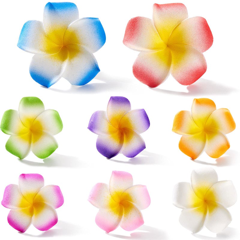 Waydress 150 Pieces Mixed Colors Foam Hawaiian Frangipani Artificial Plumeria Flower Petals for DIY Hair Hat Wreath Floral Bridal Wedding Decoration Party Decoration