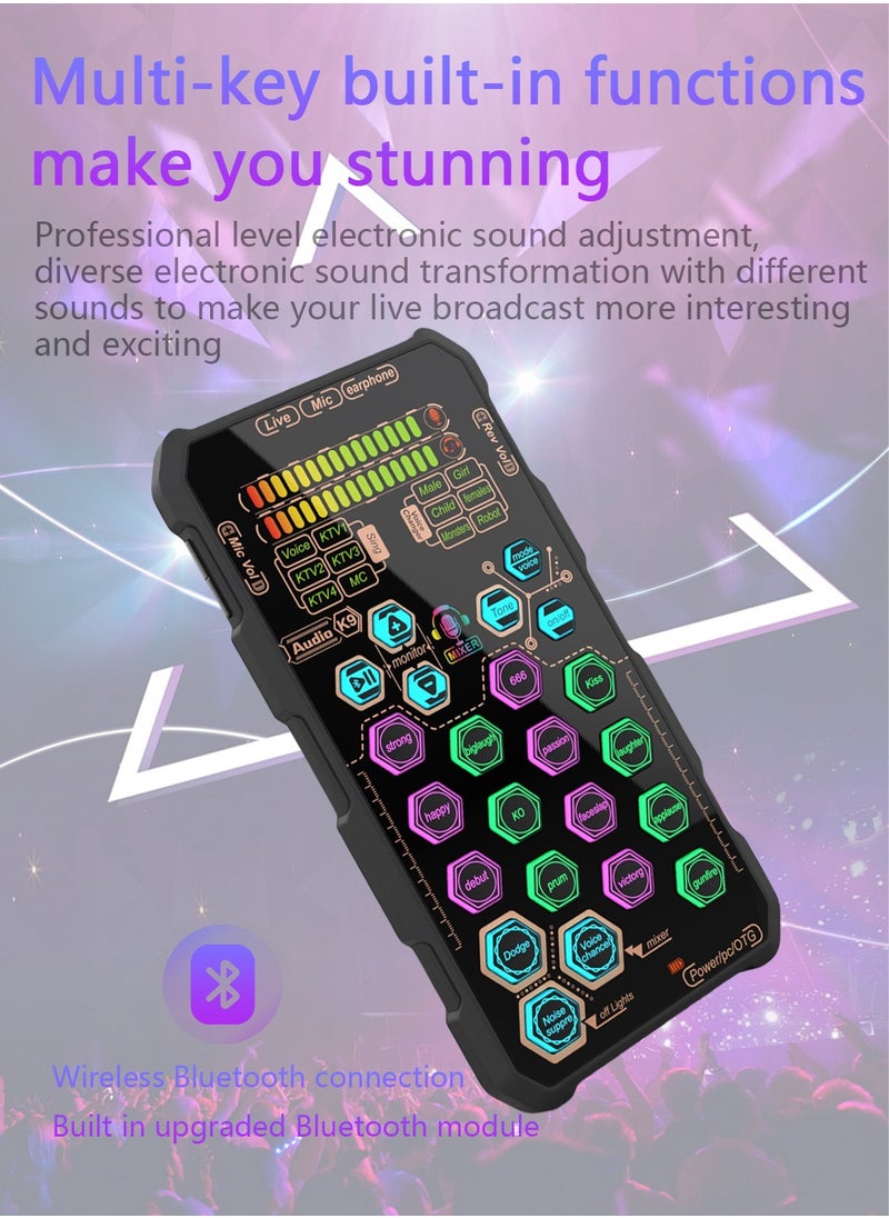 Viden Handheld Live Professional Sound Card Mixer Bluetooth 5.0 Voice Changing Dsp Chip 14 Sound Effects Audio Mixing Console Amplifier Live Broadcast Blog Interview  - Image 2