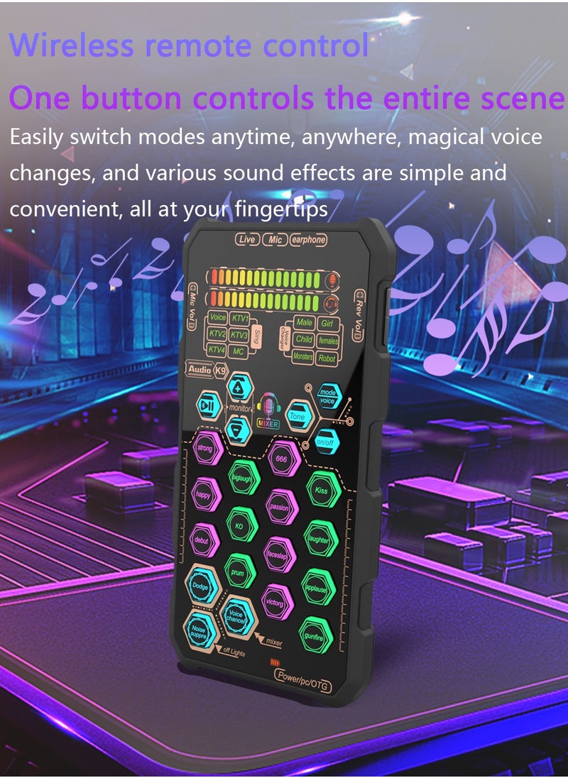 Viden Handheld Live Professional Sound Card Mixer Bluetooth 5.0 Voice Changing Dsp Chip 14 Sound Effects Audio Mixing Console Amplifier Live Broadcast Blog Interview  - Image 3