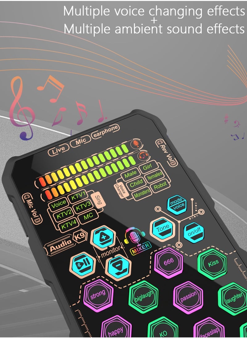 Viden Handheld Live Professional Sound Card Mixer Bluetooth 5.0 Voice Changing Dsp Chip 14 Sound Effects Audio Mixing Console Amplifier Live Broadcast Blog Interview  - Image 5
