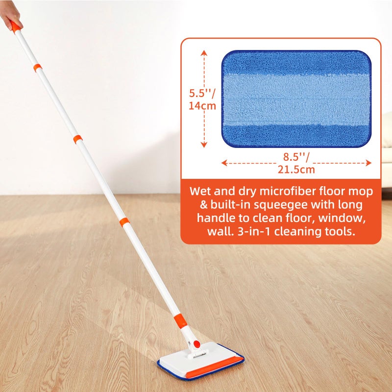 Qaestfy Baseboard Cleaner Tool with Handle, Extendable Long Handle Baseboard Cleaning Duster with Reusable Pads for Floorboard, Ceiling Fan Blade Cleaner Duster (Gray) - Image 4