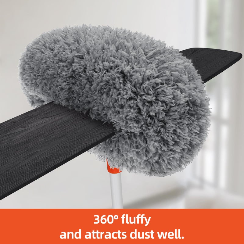 Qaestfy Baseboard Cleaner Tool with Handle, Extendable Long Handle Baseboard Cleaning Duster with Reusable Pads for Floorboard, Ceiling Fan Blade Cleaner Duster (Gray) - Image 3