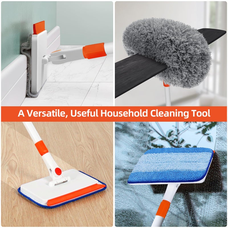 Qaestfy Baseboard Cleaner Tool with Handle, Extendable Long Handle Baseboard Cleaning Duster with Reusable Pads for Floorboard, Ceiling Fan Blade Cleaner Duster (Gray) - Image 5