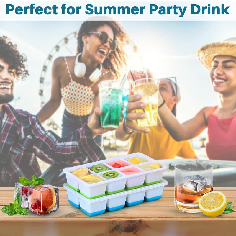 Furnsii Large Ice Cube Molds FURNSII 2 Pack Silicone Large Square Ice Cube Trays with Lids BPA Free EasyRelease Stackable 18 Big Ice Cube Tray for Freezer Cocktail Whiskey Coffee - Image 5