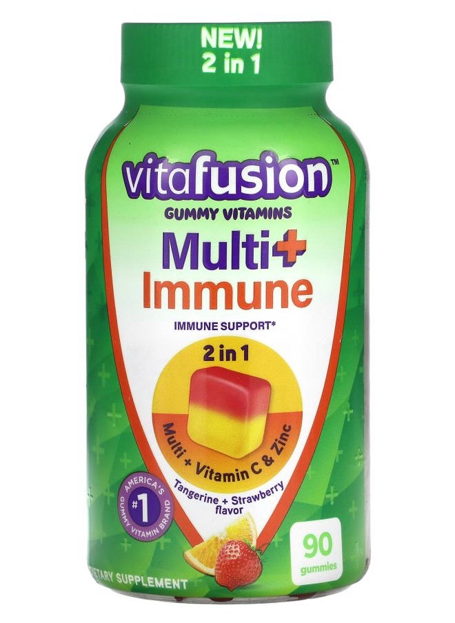Vitafusion Multi+ Immune Gummy Vitamins Tangerine & Strawberry 90 Gummies 