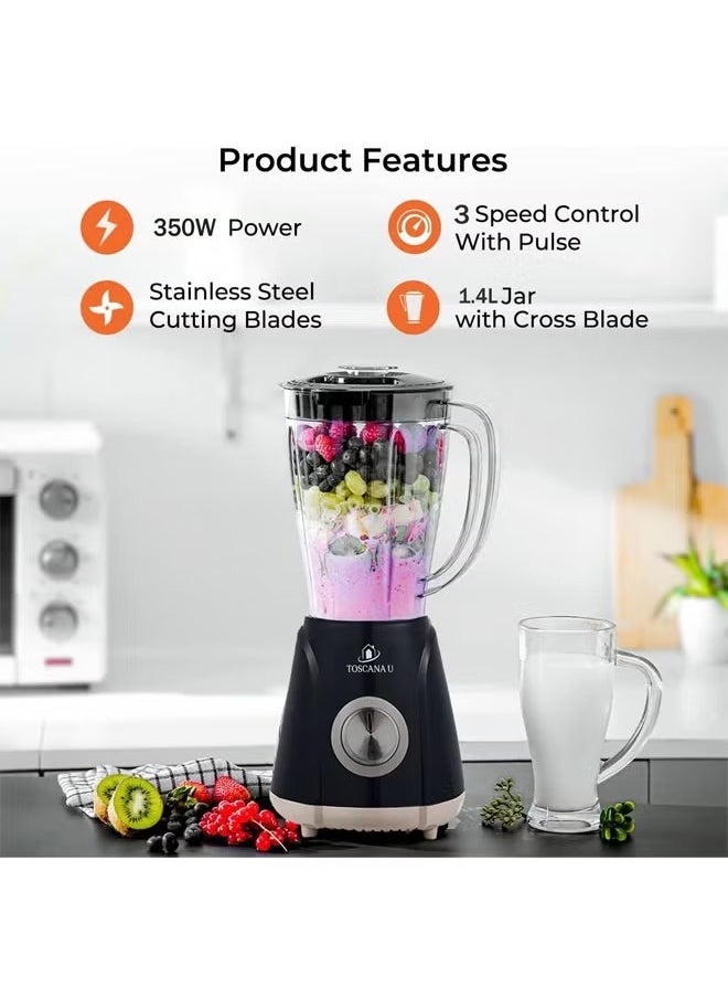 TOSCANA U - 2 in 1 Set of 300ml 400W Turkish Coffee Maker and 350W 1.4L 3 in 1 Electric Blender with Meat Grinder, Coffee Grinder and Spices Attachment - Image 1