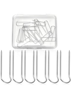 Mtlee 50 Pieces Sewing U Pins Fork Pins Needlecrafts Pins Double Blocking Pins Stainless Steel Sewing Pins Multipurpose Straight Pins For Sewing Jewelry Display Home Decor (Silver 0.9 Inch Long)  - Image 1